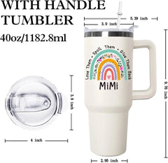 40 Oz Mimi Tumbler with Handle Lid and Straw, Best Mimi Ever Vacuum Insulated Travel Coffee Mug Cuptumbler, Mothers Day Gifts for Grandmother