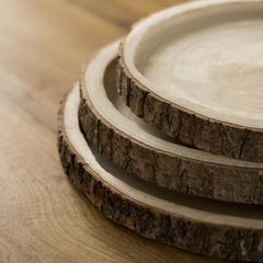 Natural Wooden Bark round Slice 12 In. Tray, Rustic Table Charger Centerpiece