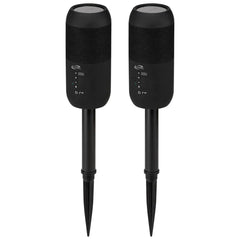 Indoor Outdoor IPX6 Waterproof Bluetooth Wireless Speakers with Removable Stakes in Black (Set of 2)