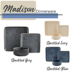 Tabletops Gallery 12 Piece Madison Dinnerware Set in Speckled Grey