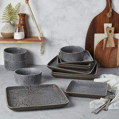 Tabletops Gallery 12 Piece Madison Dinnerware Set in Speckled Grey