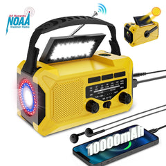 10000Mah Hand Crank Radio,Emergency Radio,Solar Radio,Noaa/Am/Fm Weather Radio,Usb Type-C Charging Radios Portable with LED Reading Light,Sos,Compass for Camping Hiking Travelling