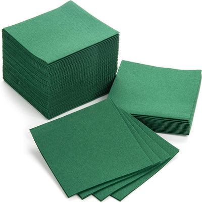 Cocktail Napkins - Small 4”X4” Linen-Like Disposable Beverage Bar Napkins - Bulk Square Napkins - Everyday Party Wedding (100 Count) (Green, 4