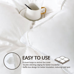 King Size down Comforter - All Season Duvet Insert with Medium Warmth, Soft and Noiseless Cover,8 Corner Tabs, and Machine Washable - White bedroom