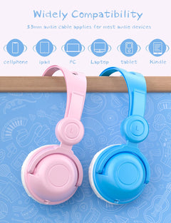 Kids Headphones for Girls Boys, Wired Headphones for Kids with Microphone, HD Sound Sharing Function, 85 Db Volume Limited Hearing Protection, Kids Headphones for School Travel, 2 Pcs