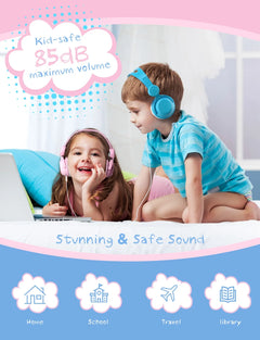 Kids Headphones for Girls Boys, Wired Headphones for Kids with Microphone, HD Sound Sharing Function, 85 Db Volume Limited Hearing Protection, Kids Headphones for School Travel, 2 Pcs