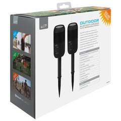 Indoor Outdoor IPX6 Waterproof Bluetooth Wireless Speakers with Removable Stakes in Black (Set of 2)