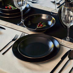 12-Piece Stoneware Dinnerware Set, Black Onyx Collection