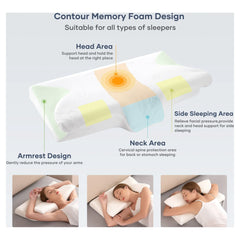 Cervical Memory Foam Pillow, Certipur-Us Certification, for Side Back & Stomach Sleepers bedroom