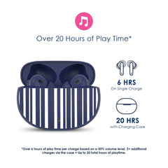 "Navy Baby" Bluetooth True Wireless Earbuds, IPX5 Water Resistant, over 20 Hours of Play Time