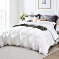 King Size down Comforter - All Season Duvet Insert with Medium Warmth, Soft and Noiseless Cover,8 Corner Tabs, and Machine Washable - White bedroom