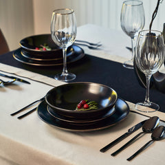 12-Piece Stoneware Dinnerware Set, Black Onyx Collection