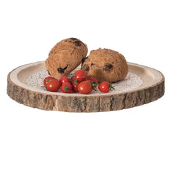 Natural Wooden Bark round Slice 12 In. Tray, Rustic Table Charger Centerpiece