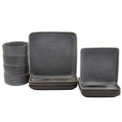 Tabletops Gallery 12 Piece Madison Dinnerware Set in Speckled Grey