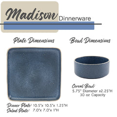 Tabletops Gallery 12 Piece Madison Dinnerware Set in Speckled Grey