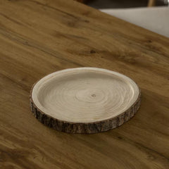 Natural Wooden Bark round Slice 12 In. Tray, Rustic Table Charger Centerpiece