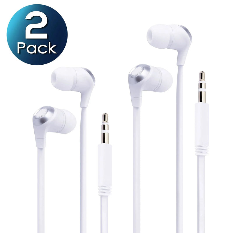 2-Pack In-Ear Headphones 3.5Mm Wired Earbuds Earphones for MP3 MP4 Music Player Galaxy S7 S8 S9 S10 S10E plus Edge Cell Phone Tablet Universal